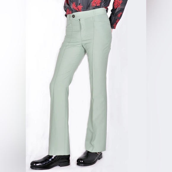 ERNEST W. BAKER PT14 FLARE TROUSERS PASTEL GREEN - Picture 5 of 6